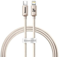  USB Type-C töltő- és adatkábel, Lightning, 120 cm, 20W, gyorstöltés, PD, cipőfűző minta, Baseus Crystal Shine, CAJY001304, rózsaszín