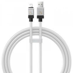  USB töltő- és adatkábel, Lightning, 100 cm, 2400 mA, törésgátlóval, gyorstöltés, Baseus Coolplay, CAKW000402, fehér