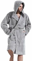 L&L Ivo férfi fürdőköpeny kapucnival, szürke, XL