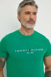 Tommy Hilfiger pamut póló zöld, férfi, nyomott mintás - zöld L - answear - 17 590 Ft