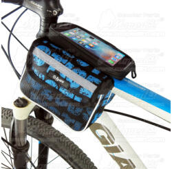 kerékpár táska mobiltelefon tartóval, oldalanként: 16x6x12 cm, mobiltartó rész 5, 5 ", felső cső vázra mobiltelefon tartó táska,