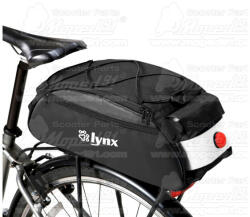  kerékpár táska csomagtartóra, világítással 410x180x180 mm, anyaga: 600D poliészter hálós szorító anyag, tépőzárasvízálló cipzár