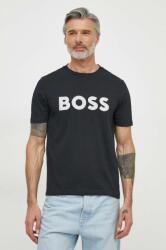Boss Green pamut póló sötétkék, férfi, nyomott mintás - sötétkék L - answear - 18 990 Ft