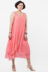 SHOPIKA Rochie lunga A-line, suprapusa, din matase si vascoza, roz coral Talie unica