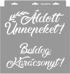 MyWall Boldog Karácsonyt stencil - 3D - 28x29 cm tortatál