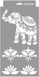 MyWall Indiai elefánt stencil - 3D - 18x35 cm kicsi