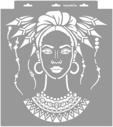 MyWall Indián nő stencil - 3D - 38x42 cm nagy