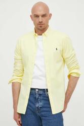 Ralph Lauren pamut ing férfi, legombolt galléros, sárga, slim - sárga XL