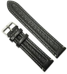  Curea de ceas Neagra din piele naturala, cusatura Alba 22mm GR236 (GR236)