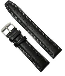  Curea de ceas Neagra din piele naturala cu dubla cusatura Alba 20mm 22mm GR268 (GR268)