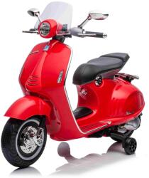 Beneo Motocicletă electrică Vespa 946 cu marșarier, roșie, cu roți ajutătoare, Model cu licență, 2 x Baterie 6V, 2x Motor 30W, Scaun piele, MP3 Player cu intrare USB