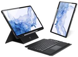 Dux Ducis DK bluetooth billentyűzet + touch pad (asztali tartó, QWERTY, ceruza tartó) FEKETE Samsung Galaxy Tab S7 FE 5G (SM-T736), Galaxy Tab S7 FE WIFI 12.4 (SM-T733), Galaxy Tab S7 FE WIFI (SM-T (GP-154697)