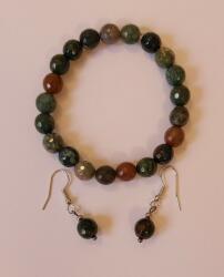  Indiai achát női karkötő-fülbevaló szett Méret: 15cm