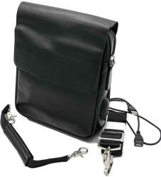  Borseta Barbati de Umar Moderna, Piele Neagra Ecologica, Slot USB, Curele Detasabile Reglabile, 20x25x6 cm