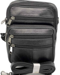  Borseta de Umar Barbati Neagra, Piele Naturala, Curele Reglabile , 14x18x5 cm