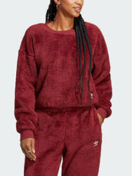 Adidas Pulóver Essentials+ Fluffy Teddy Sweater HY1725 Piros Loose Fit (Essentials+ Fluffy Teddy Sweater HY1725)