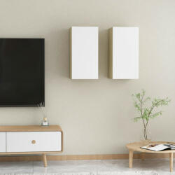 vidaXL 2 db fehér és tölgyszínű forgácslap TV-szekrény 30, 5x30x60 cm (803337)