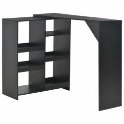 vidaXL fekete bárasztal mozgatható polccal 138 x 39 x 110 cm (280223)