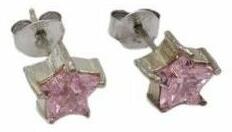 Aczél Ékszerüzlet és Zálogház Új ezüst csillag formájú rózsaszín köves fülbevaló (A2-E1408)