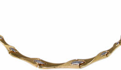 Ékszershop Bicolor vésett és matt arany nyakék (1271031)