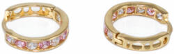 Ékszershop Rózsaszín-fehér köves arany karika fülbevaló (1271407)