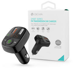 DEVIA Bluetooth FM-transmitter/szivargyújtó töltő - 2xUSB QC3.0 + MP3/WMA/WAV/Flac + Pendrive/TF-kártyaolvasó - Devia Smart Series - fekete - nextelshop