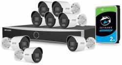 HikVision Sistem supraveghere IP exterior basic Hikvision 8EXTALB30-4MP-HDD, 8 camere, 4 MP, Lumina alba 30 m, 2.8 mm, PoE, HDD 2 TB (SIS-HK-IP-8EXTALB30-4MP-HDD)
