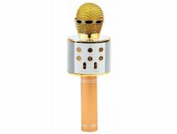 Jokomisiada Microfon wireless, cu difuzor, lumini karaoke, bluetooth, USB compatibil Android/IOS, inregistrare/redare melodii, Jokomisiada, IN0136 ZO, Alb / Auriu (IN0136 ZO) Instrument muzical de jucarie