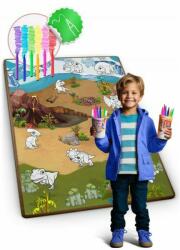 Ricokids Covoras educational pentru copii, Ricokids, RK-344, XXL, de colorat, markere incluse, spuma EVA, usor de curatat, Dino Land (734402)