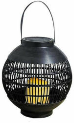 Solar lámpa, LED, rattan, felakasztható, fekete, 23 cm (CX2100090)