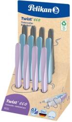 Pelikan Roller Twist Eco, grip ergonomic, ambidextru, 2 rezerve albastre incluse, 3 culori mov deschis-albastru deschis-gri deschis, display 12 buc, Pelikan 606882