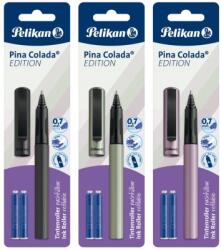 Pelikan Roller Pina Colada Edition, grip ergonomic, ambidextru, 3 rezerve albastre incluse, corp in diverse culori metalizate, blister, Pelikan 824422