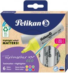 Pelikan Textmarker 490 eco, set 6 culori neon, in cutie de carton, Pelikan 823333
