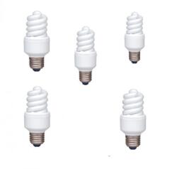 Panasonic SET 5 becuri fluorescent Panasonic, soclu E27, putere 13W, forma spirala, lumina alb rece, alimentare 220 - 240 V, EFD13E672V-5 (timbru verde 2.25 lei) (EFD13E672V-5)