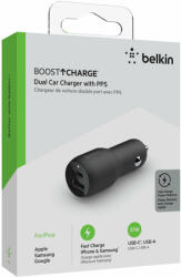 Belkin BOOST CHARGE 37w - 25w USB-C + 12w USB-A PD PPS Dual Car (CCB004btBK)
