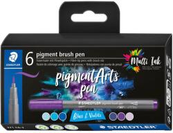 STAEDTLER MultiInk Pigment Arts Ecsetirón készlet - Kék/Lila (6 db / csomag) (371 C6-2) (371 C6-2)