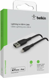 Belkin BOOST CHARGE USB-A to Lightning Cable, Braided - 1M - Black (CAA002bt1MBK)