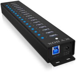 RaidSonic IB-HUB1717-U3 USB 3.2 Gen 1 (3.1 Gen 1) Type-A 5000 Mbit/s Fekete (IB-HUB1717-U3) (IB-HUB1717-U3)