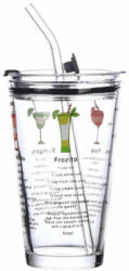 Pufo Cocktails átlátszó üvegbögre kávéhoz fedővel, 450 ml (Pufo2916)