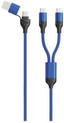 2GO USB-A/USB-C apa - 2x USB-C apa Adat és töltő kábel - Kék (1, 2m) (797366) (797366)