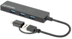 Manhattan 180863 hálózati csatlakozó USB 3.2 Gen 1 (3.1 Gen 1) Type-A + Type-C 5000 Mbit/s Fekete (180863) (180863)