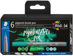 STAEDTLER MultiInk Pigment Arts brush pen 6er-Set grün&türki retail (371 C6-3) (371 C6-3)