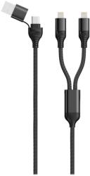 2GO USB-A/USB-C apa - 2x Lightning apa Adat és töltő kábel - Fekete (1, 2m) (797365) (797365)