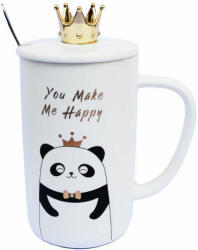 Pufo Make me Happy kerámia bögre fedővel, kávéhoz vagy teához, 35 (Pufo2450A)
