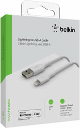 Belkin BOOST CHARGE USB-A to Lightning Cable, Braided - 1M - White (CAA002bt1MWH)