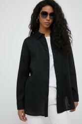 Benetton len ing galléros, fekete, relaxed - fekete XS - answear - 26 990 Ft