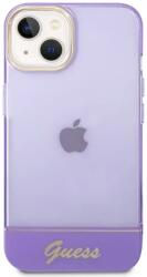 GUESS Husa Cover Guess PC/TPU Camera Outline Translucent pentru iPhone 14 Plus Purple