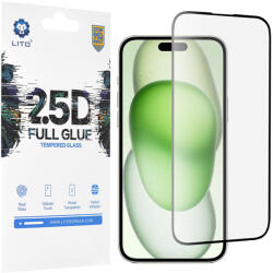 LITO Folie pentru iPhone 15 Plus, Lito 2.5D FullGlue Glass, Black