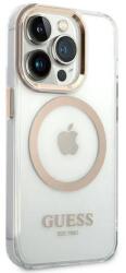 GUESS Husa Cover Guess Gold Outline MagSafe pentru iPhone 13 Pro Max Transparent