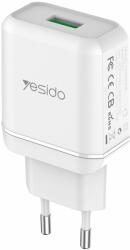 YESIDO Incarcator Priza USB QC3.0 18W, 3A, Yesido (YC22), White